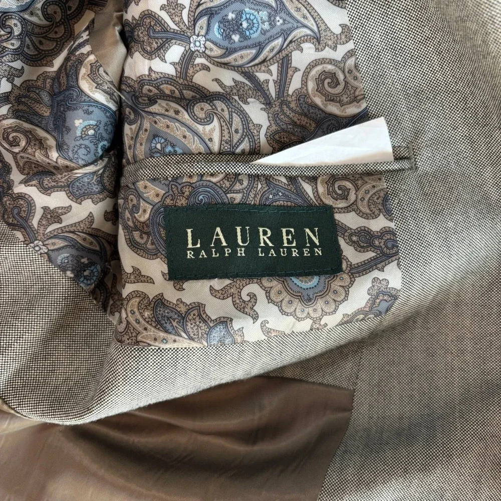 Lauren‎ Ralph Lauren Mens 46L Light Gray Two Button Blazer Macy's Paisley Lining